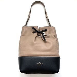 kate spade Two-Tone Taupe and Black Leather Shoulder Bag